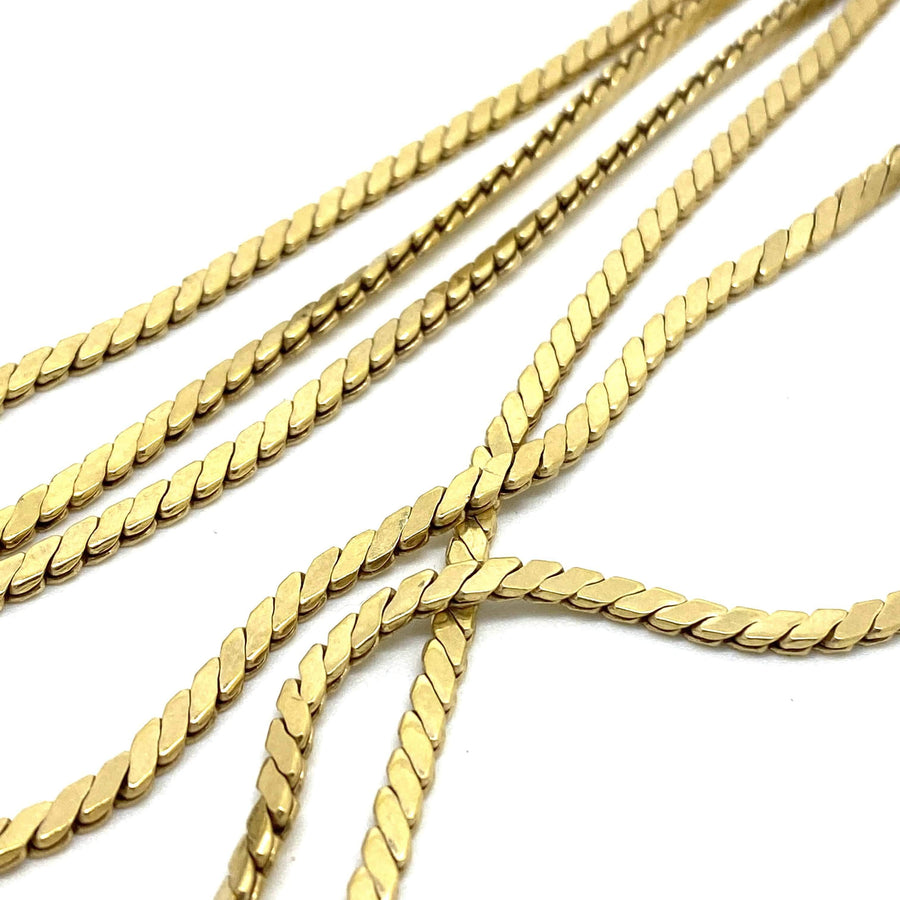 Collar de cadena de cobra triple de oro laminado vintage de los años 70