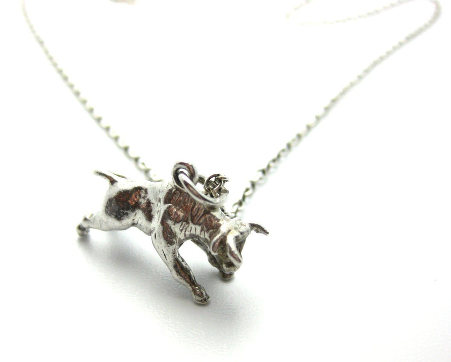Vintage 1970s Silver Bull Charm Necklace