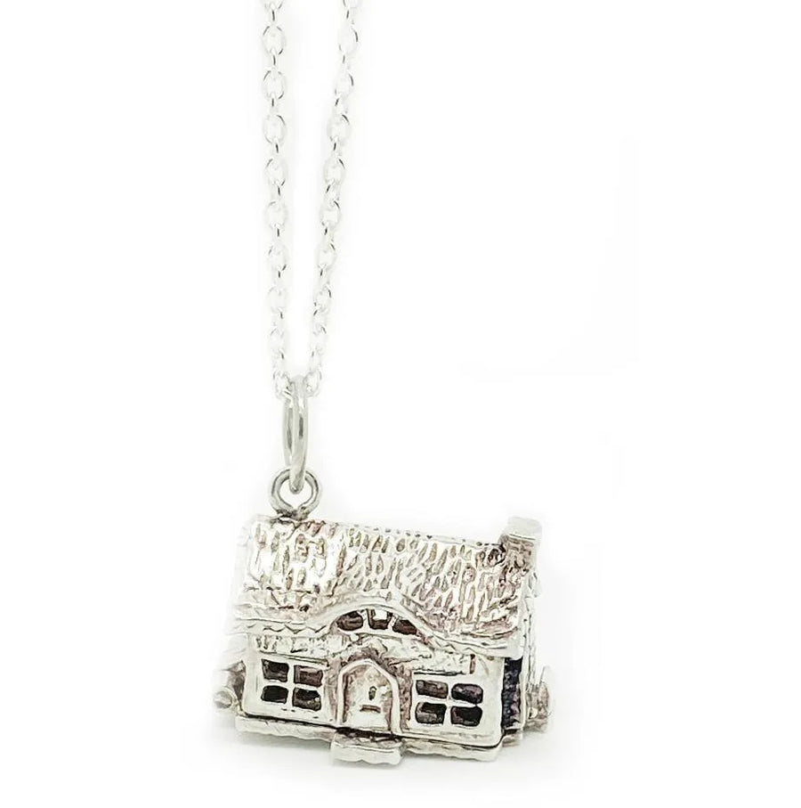 Reserved - Vintage 1970s Silver Cottage Charm Necklace - Mayveda Jewelry