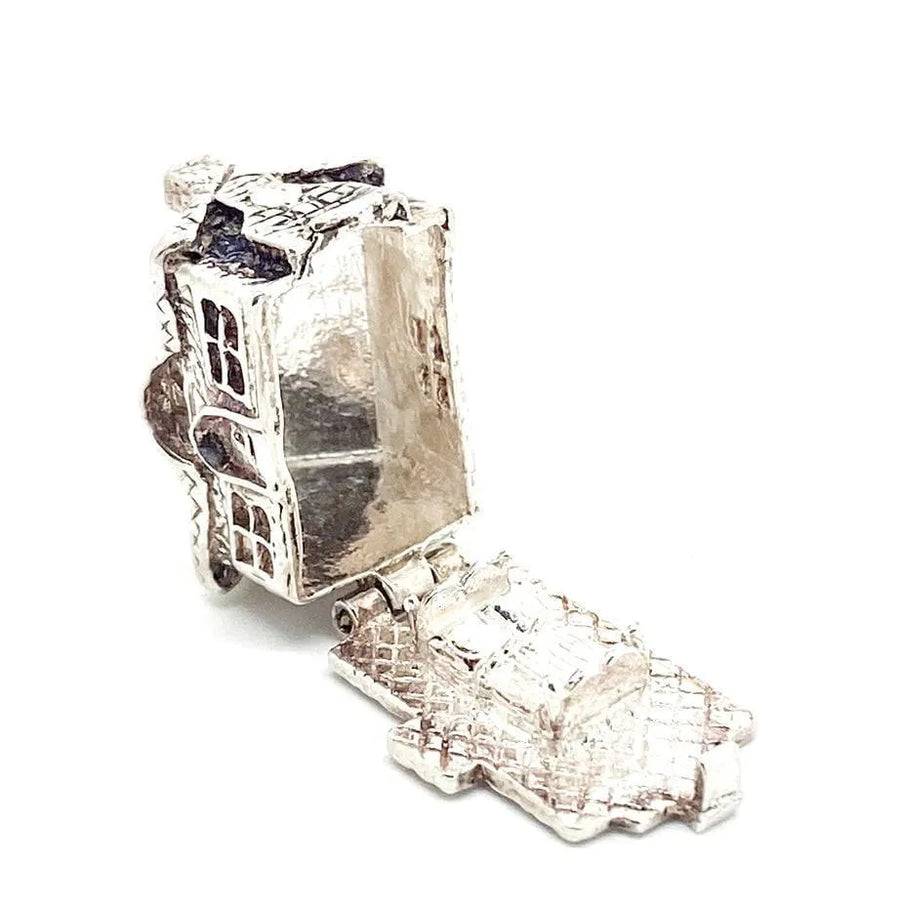 Reserved - Vintage 1970s Silver Cottage Charm Necklace - Mayveda Jewelry