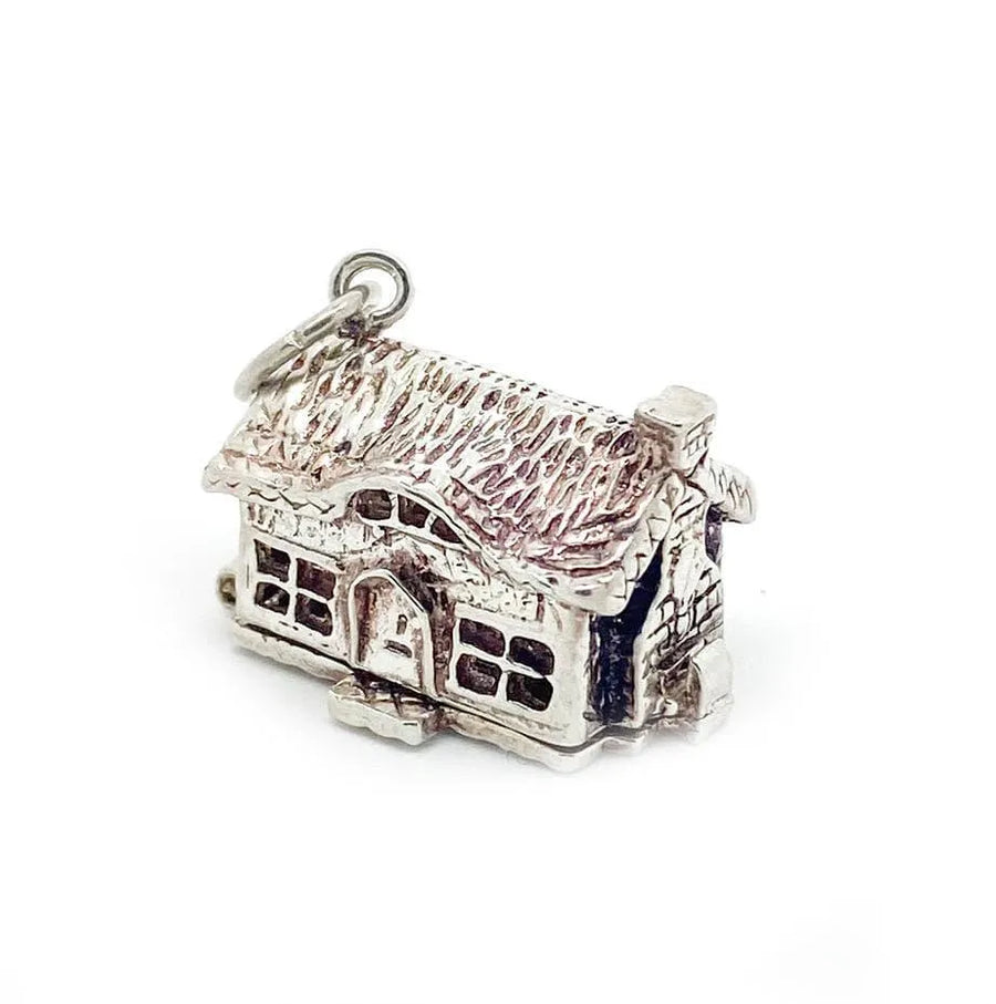 Reserved - Vintage 1970s Silver Cottage Charm Necklace - Mayveda Jewelry