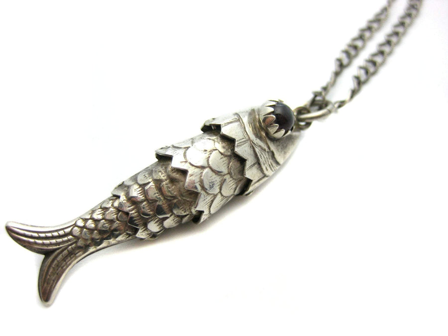 Vintage 1970s Sterling Silver Fish Charm Pendant