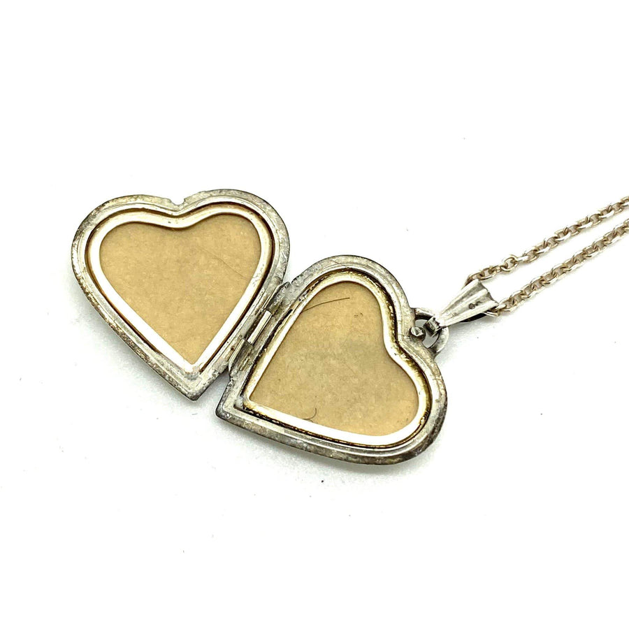 Vintage 1970s Sterling Silver Heart Locket Necklace