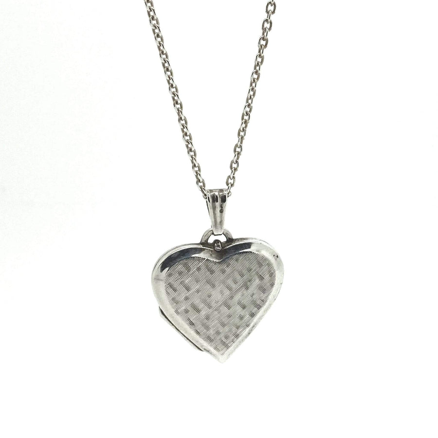 Vintage 1970s Sterling Silver Heart Locket Necklace