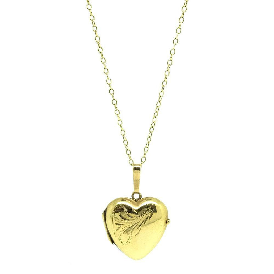 1970s Necklace Vintage 1970s Tiny Heart Gold Locket Necklace