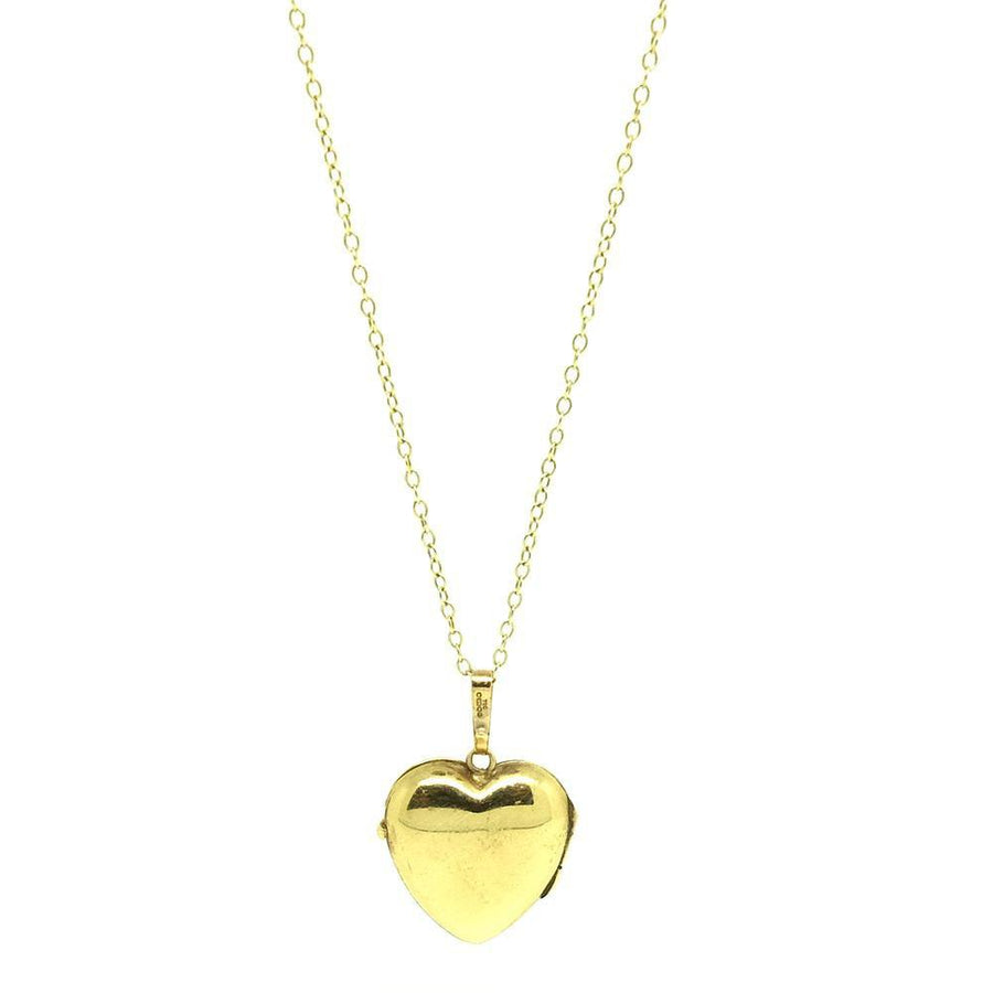 Vintage 1970s Tiny Heart Gold Locket Necklace