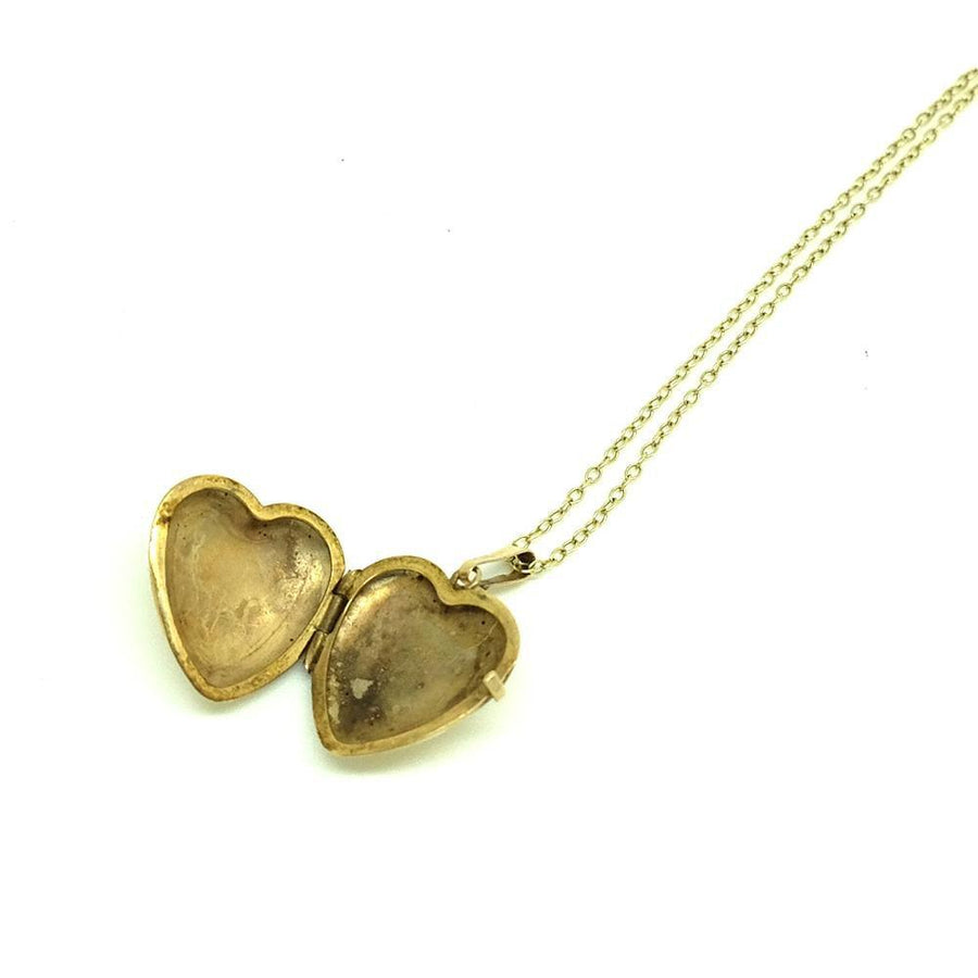 1970s Necklace Vintage 1970s Tiny Heart Gold Locket Necklace