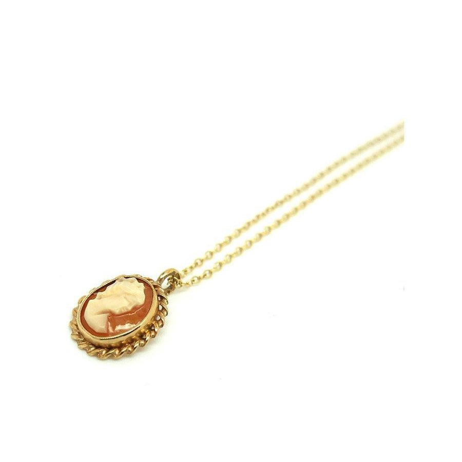 Vintage 1971 9ct Yellow Gold Cameo Necklace