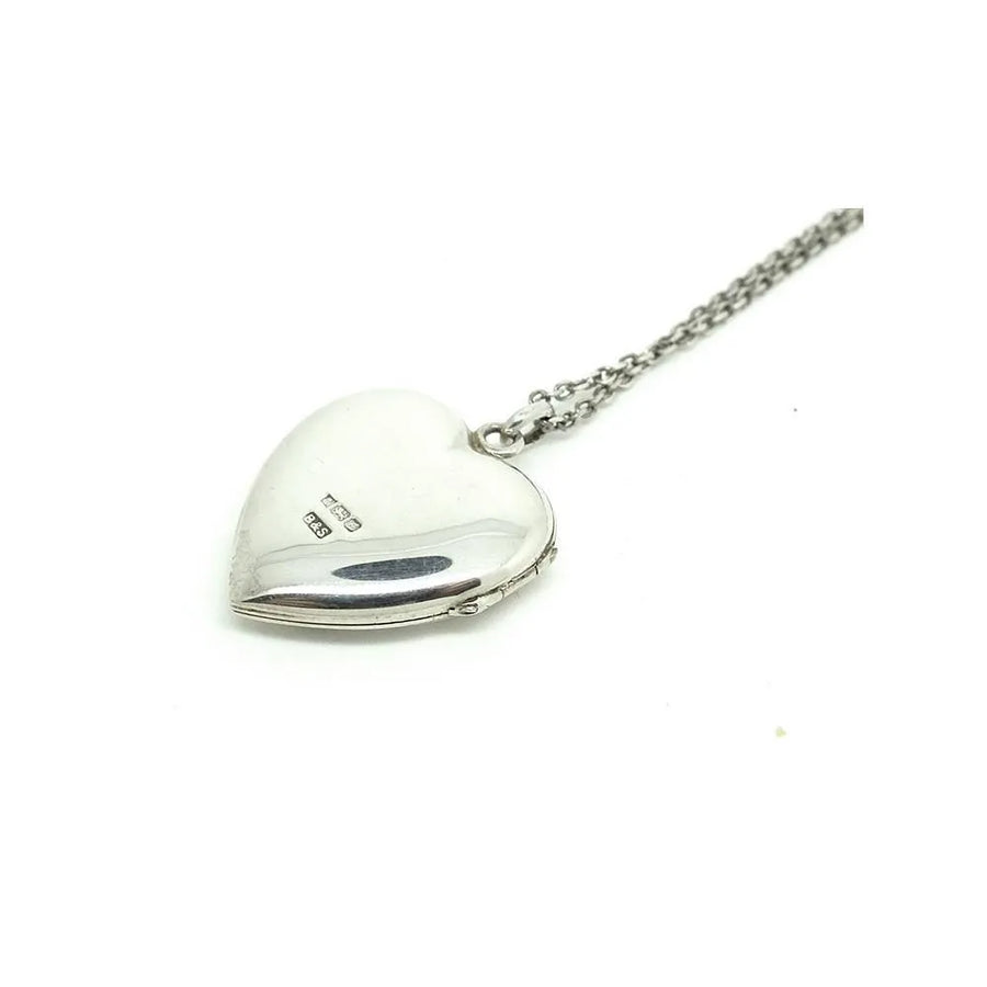 Vintage 1975 Silver Heart Locket Necklace - Mayveda Jewelry