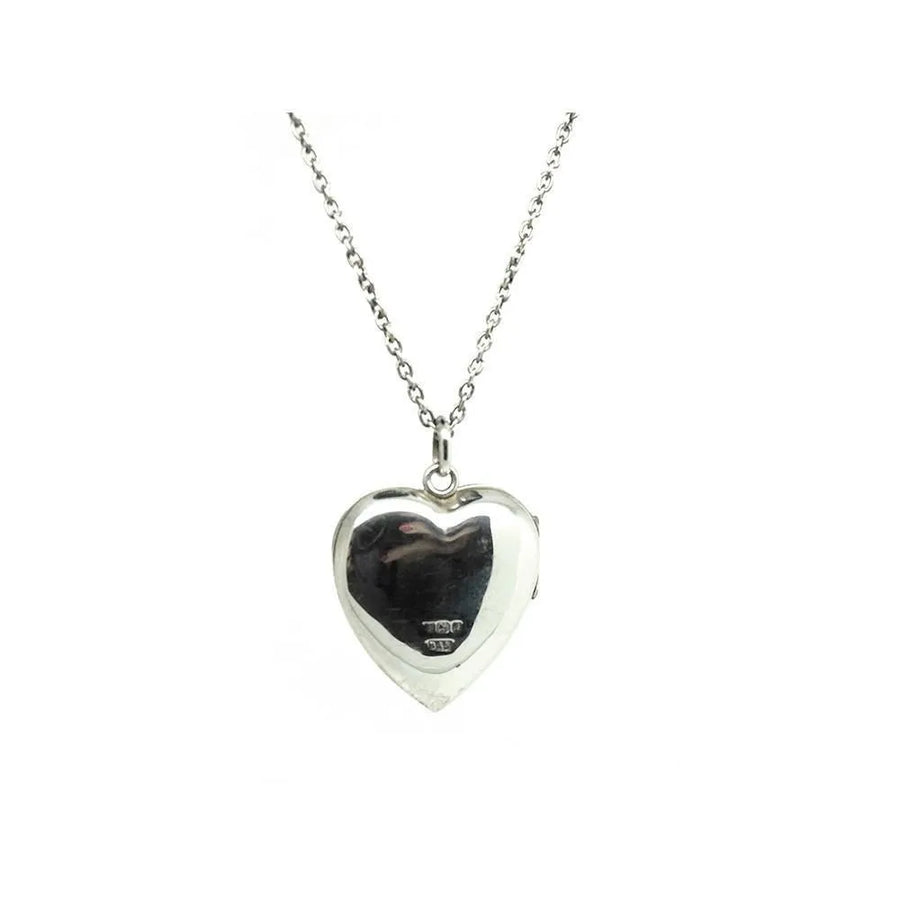 Vintage 1975 Silver Heart Locket Necklace - Mayveda Jewelry