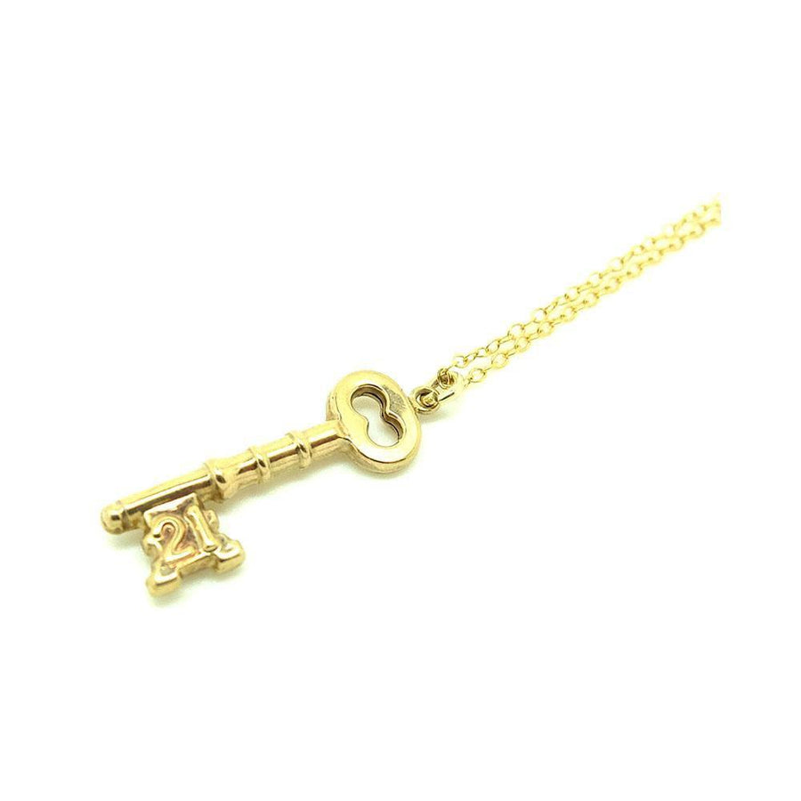 Vintage 1978 21st Birthday 9ct Gold Key Charm Necklace