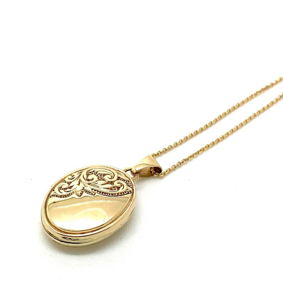 1970s Necklaces Vintage 1970s 9ct Gold Oval Mini Locket Necklace Mayveda Jewellery