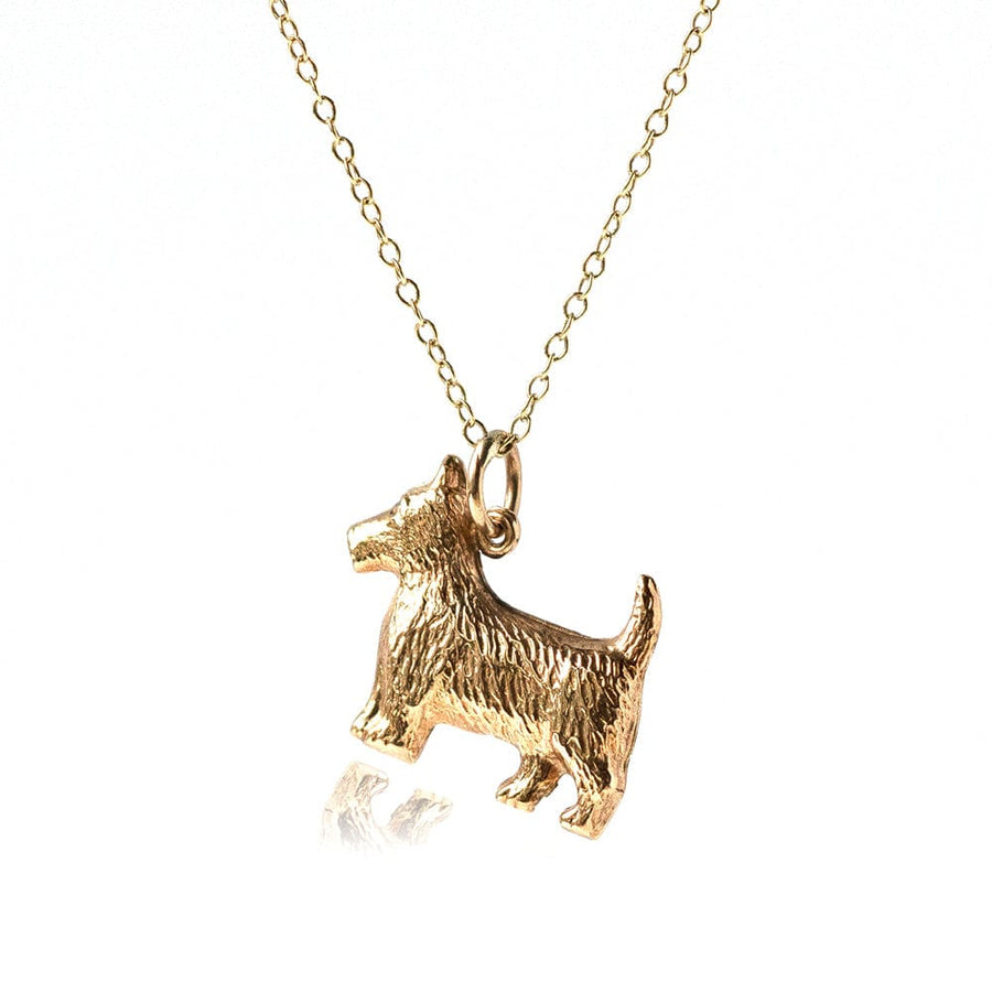 1970s Necklaces Vintage 1970s 9ct Gold Scottie Dog Charm Necklace Mayveda Jewellery