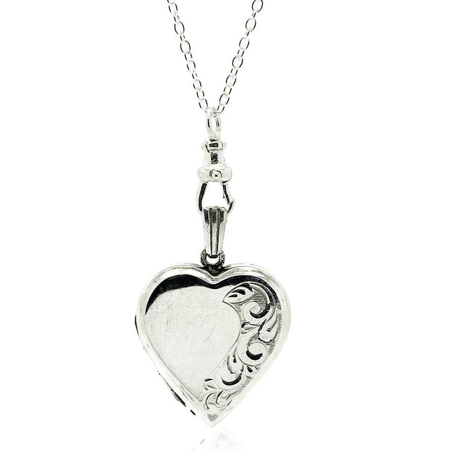 1970s Necklaces Vintage 1970s Engraved Silver Heart Locket Necklace Mayveda Jewellery