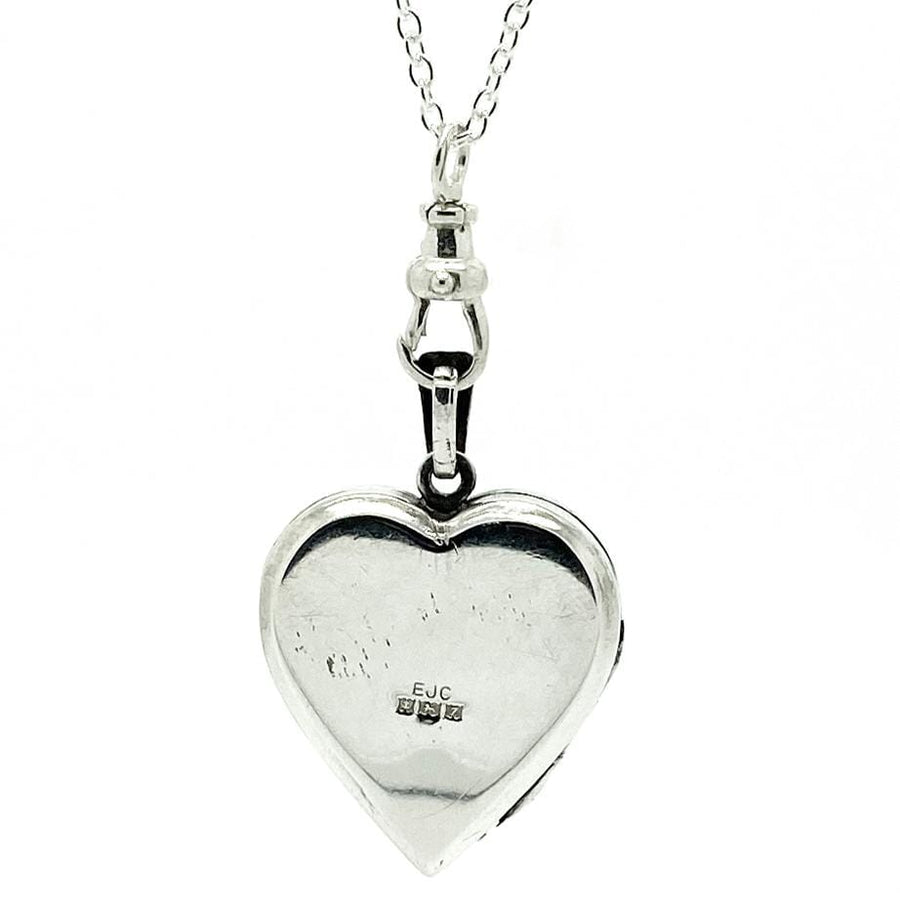 1970s Necklaces Vintage 1970s Engraved Silver Heart Locket Necklace Mayveda Jewellery