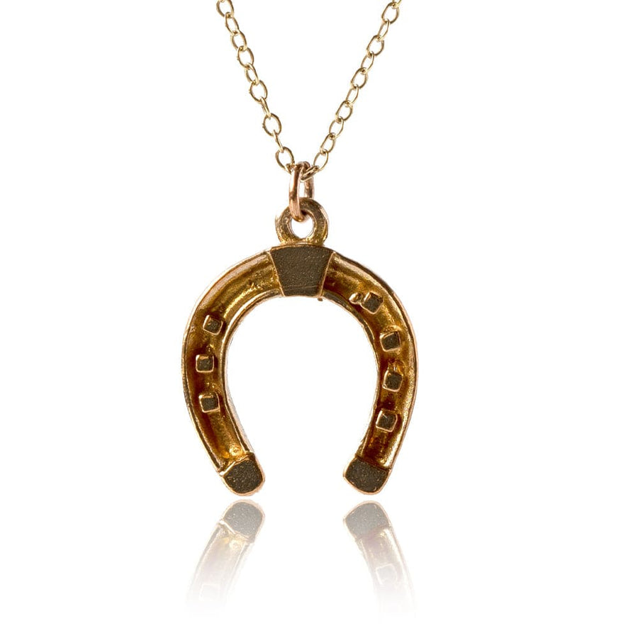 1970s Necklaces Vintage 1970s Horseshoe 9ct Gold Charm Necklace Mayveda Jewellery