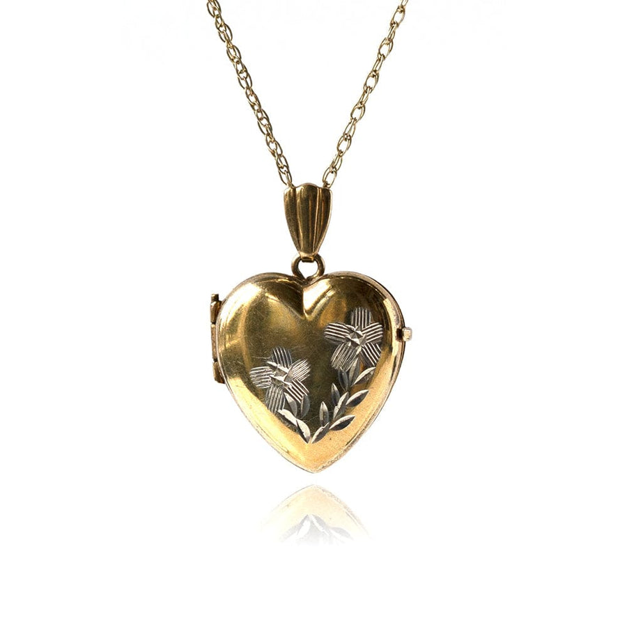 1970s Necklaces Vintage 1970s Silver Gilt Flower Heart Locket Necklace Mayveda Jewellery