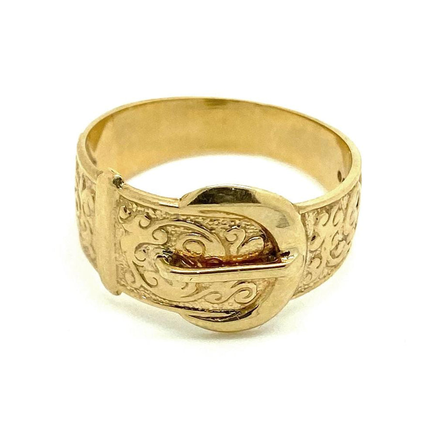 Vintage 1970s 9ct Gold Buckle Ring