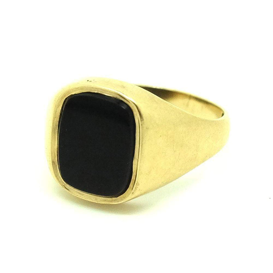 Vintage 1970s 9ct Gold Onyx Signet Ring