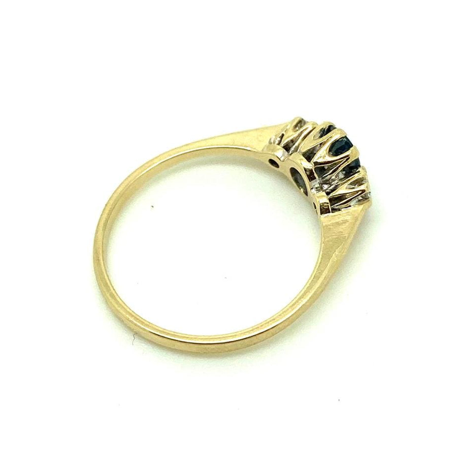 Vintage 1970s Ceylon Sapphire Diamond 9ct Gold Ring