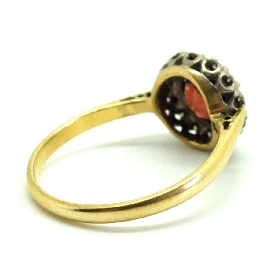 1970s Ring Vintage 1970s Garnet Diamond 18ct Gold Ring
