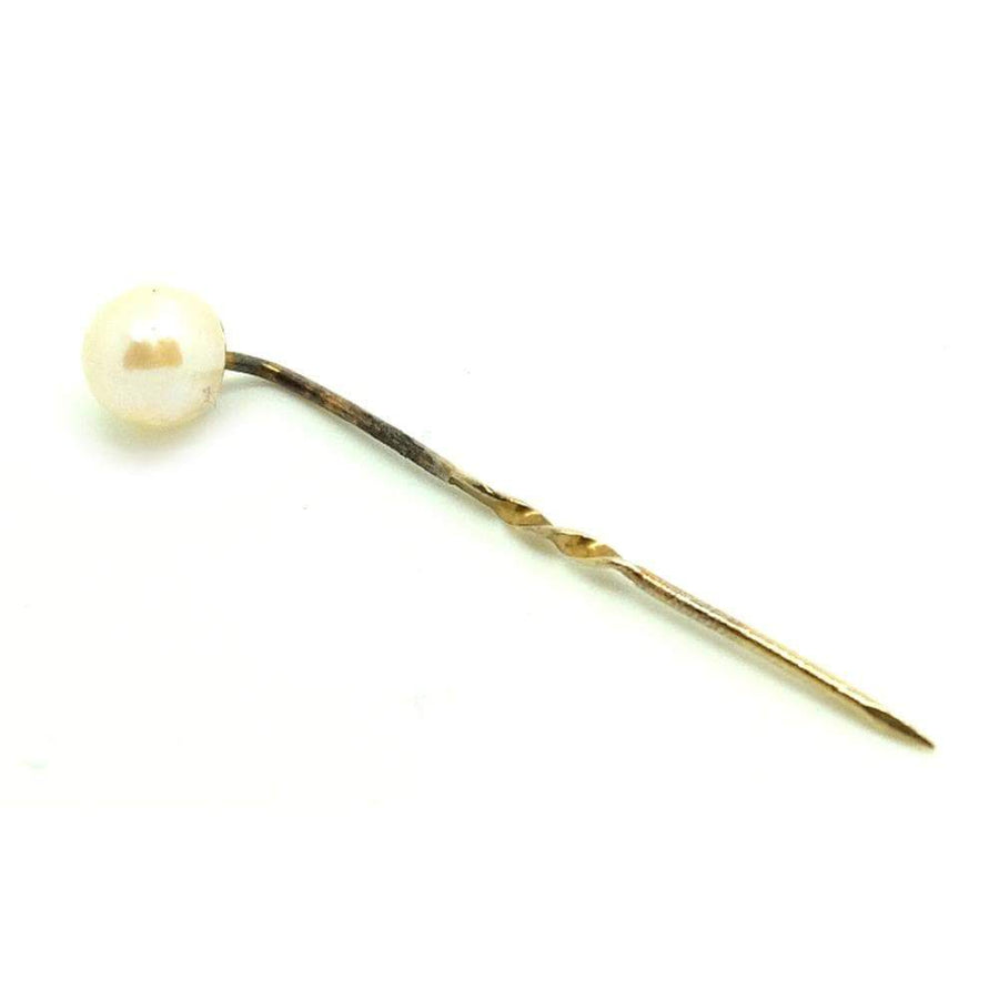 1970s STICK PIN Vintage 1970s 9ct Gold Pearl Cravat Pin Brooch