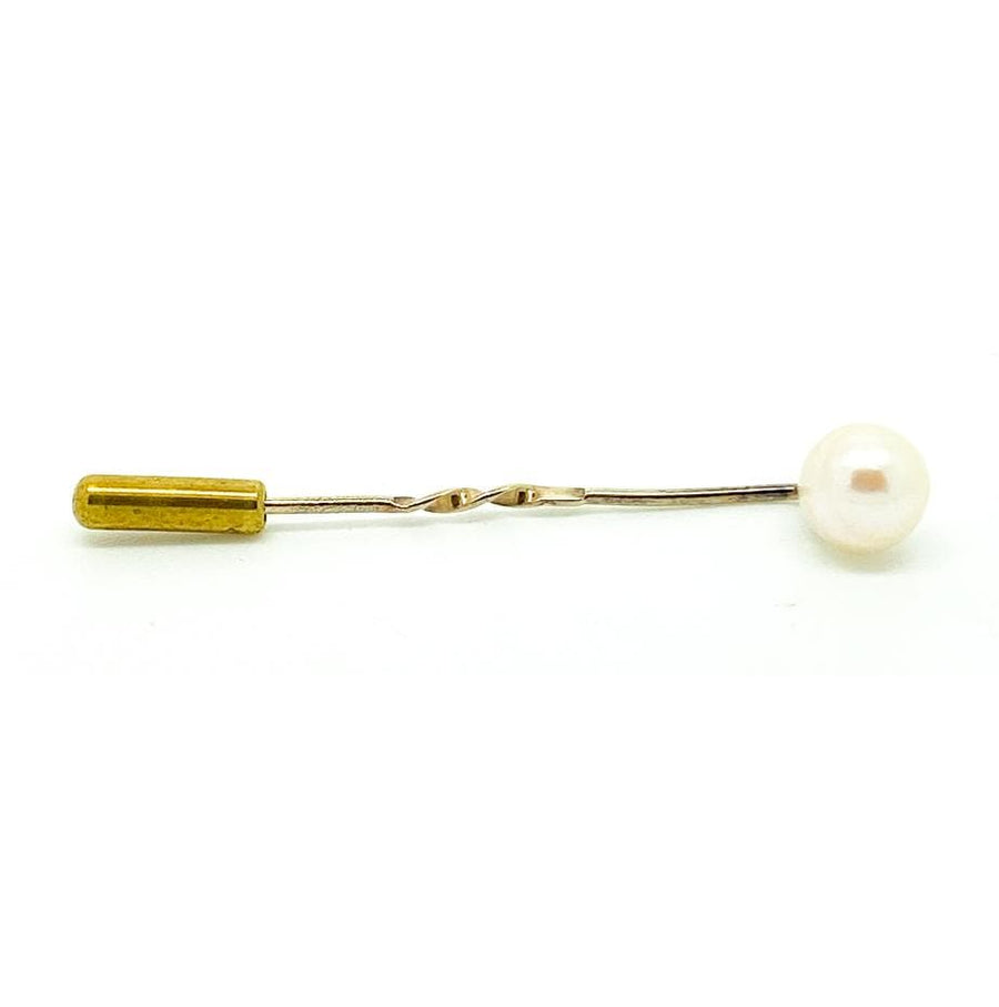 1970s STICK PIN Vintage 1970s 9ct Gold Pearl Cravat Pin Brooch