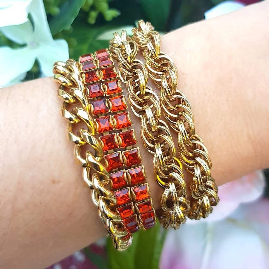 Vintage 1980's Monet Gold Plated Chain Bracelet - Mayveda Jewelry