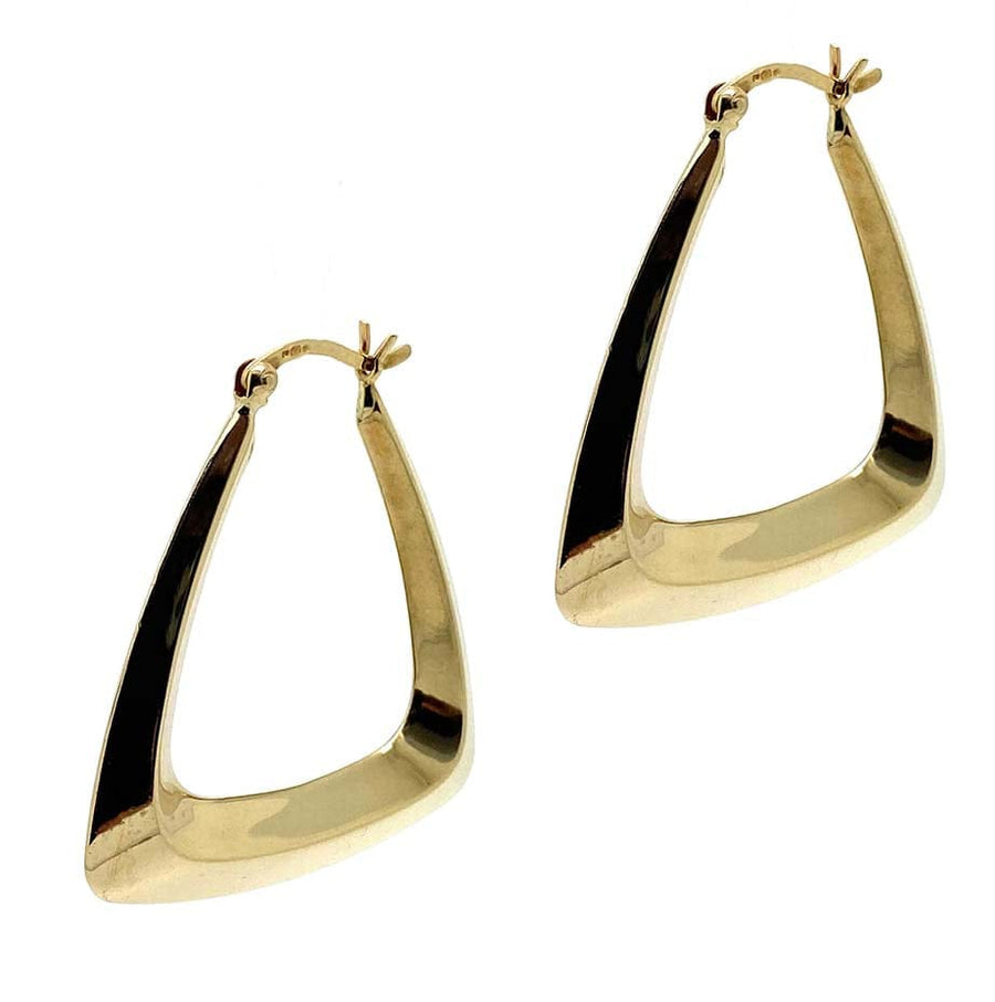 1980s Earrings Vintage 1980s 9ct Gold Hoop Drop Earrings Mayveda Jewellery