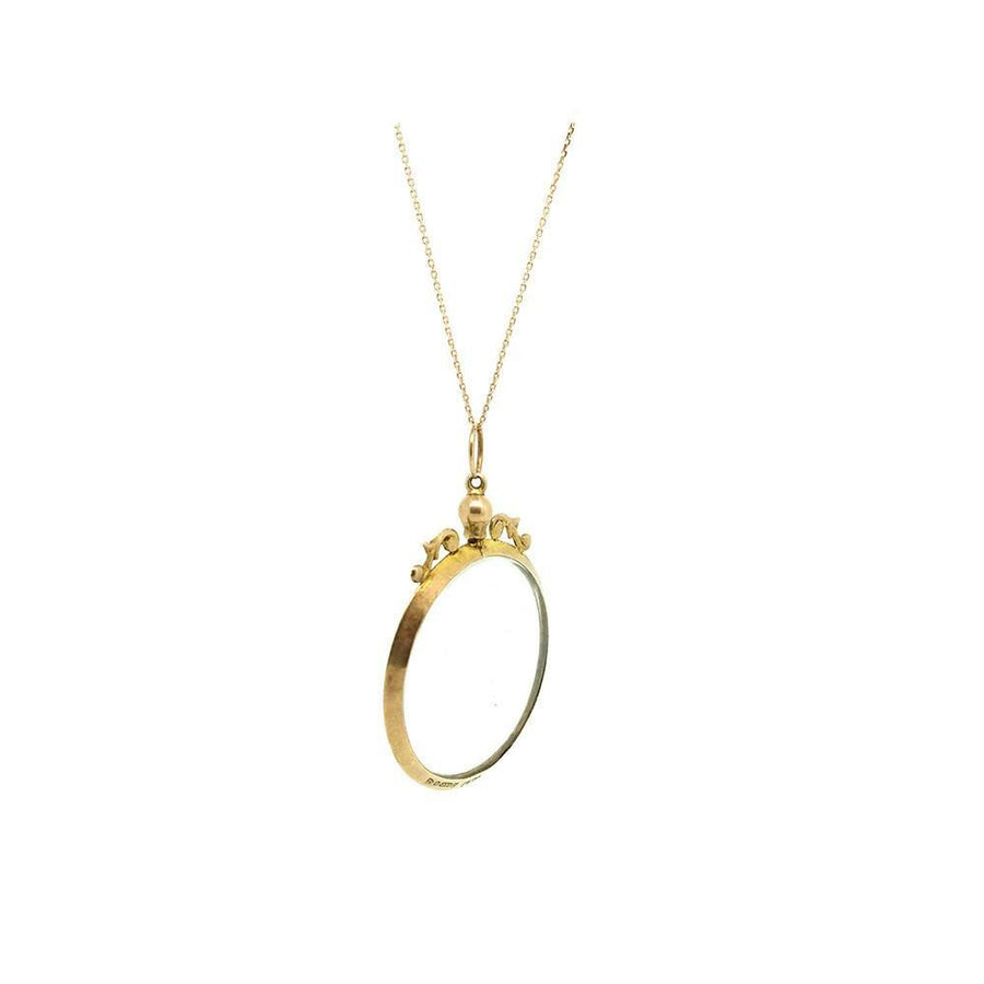 Vintage 1980's 9ct Rose Gold Glass Locket Pendant Necklace