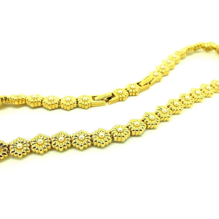 1980s Necklace Vintage 1980s D'orlan Daisy 22ct Gold Plated Necklace