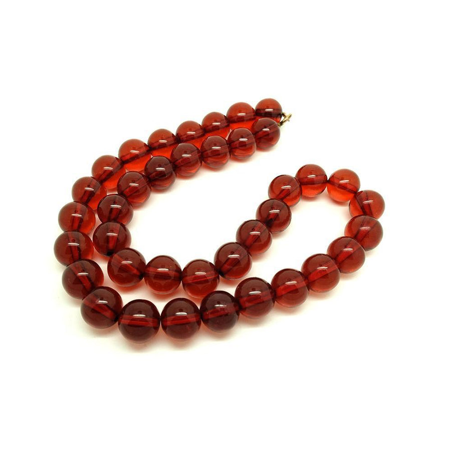 Vintage 1980s Plastic Large Red Beaded Necklace