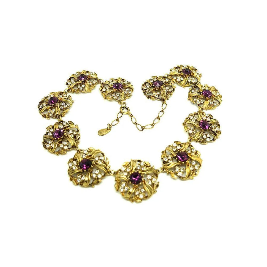 Vintage 1980s Rhinestone Gold Tone Necklace - Mayveda Jewelry