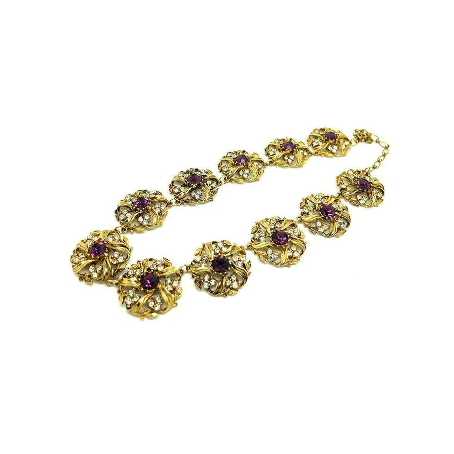 Vintage 1980s Rhinestone Gold Tone Necklace - Mayveda Jewelry
