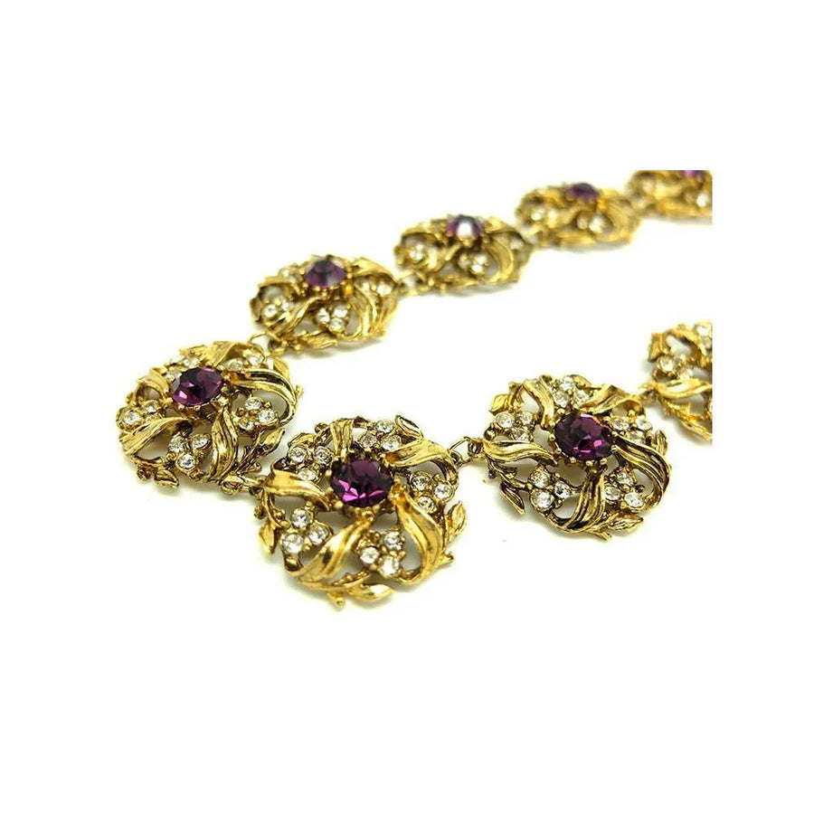 Vintage 1980s Rhinestone Gold Tone Necklace - Mayveda Jewelry