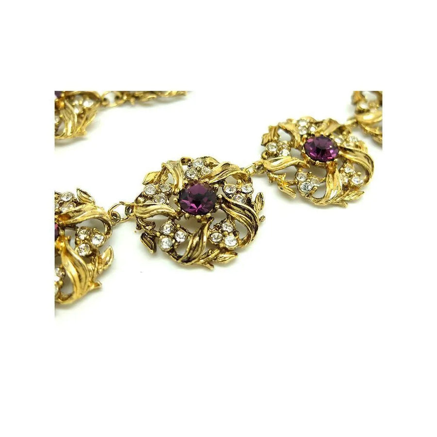 Vintage 1980s Rhinestone Gold Tone Necklace - Mayveda Jewelry