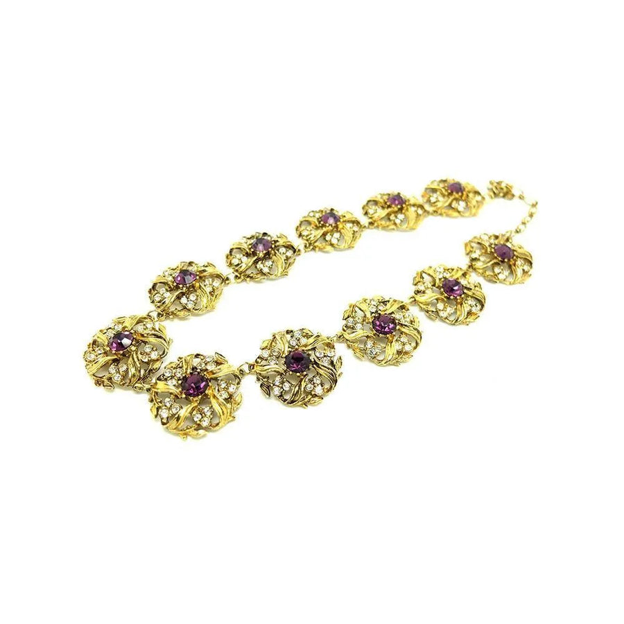 Vintage 1980s Rhinestone Gold Tone Necklace - Mayveda Jewelry