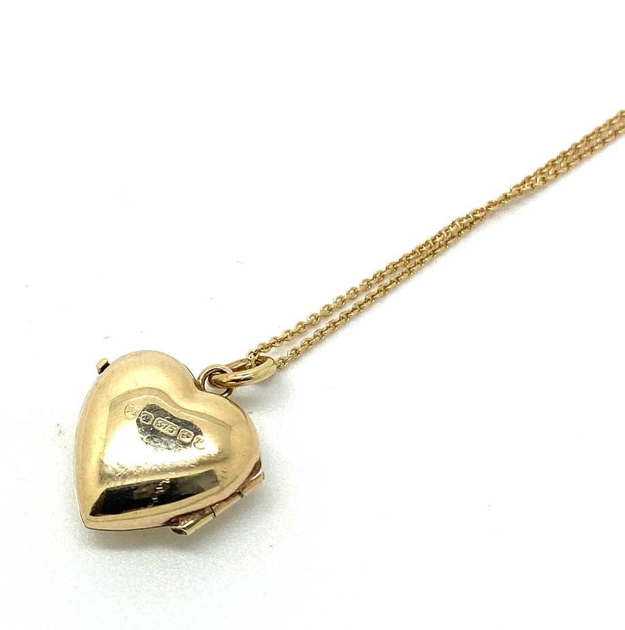 1980s Necklaces Vintage 1980s 9ct Gold Heart Locket Necklace Mayveda Jewellery
