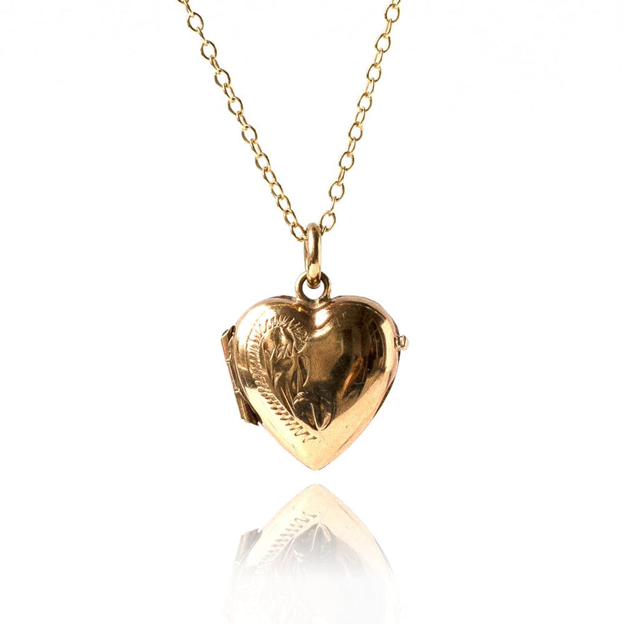 1980s Necklaces Vintage 1980s 9ct Gold Heart Locket Necklace Mayveda Jewellery
