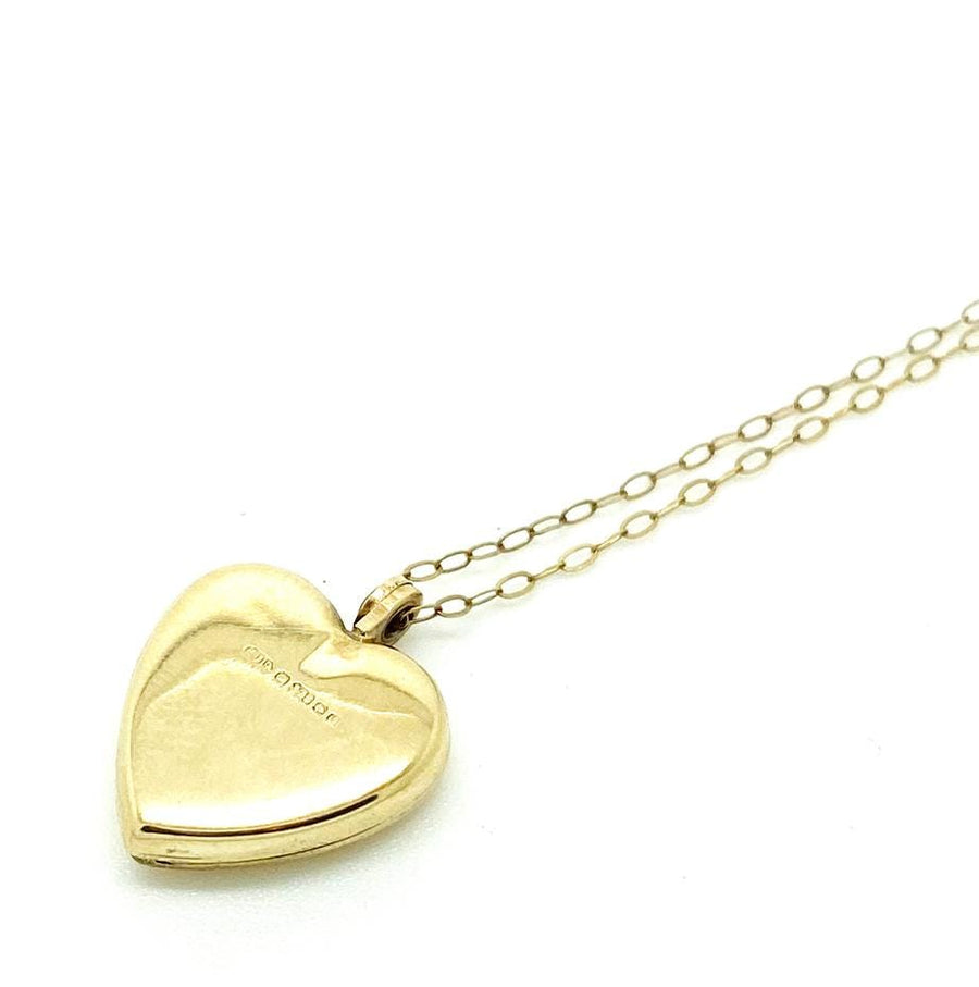 1980s Necklaces Vintage 1988 9ct Gold Heart Locket Necklace Mayveda Jewellery