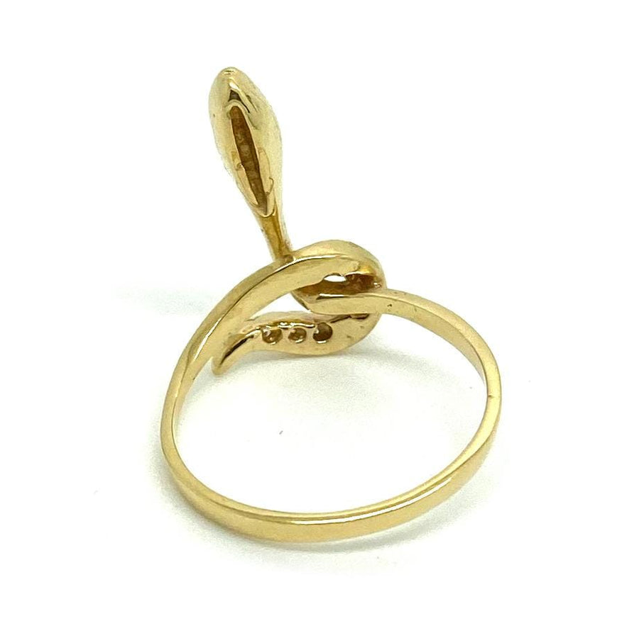 Vintage 1980s 18ct Gold Diamond Snake Ring