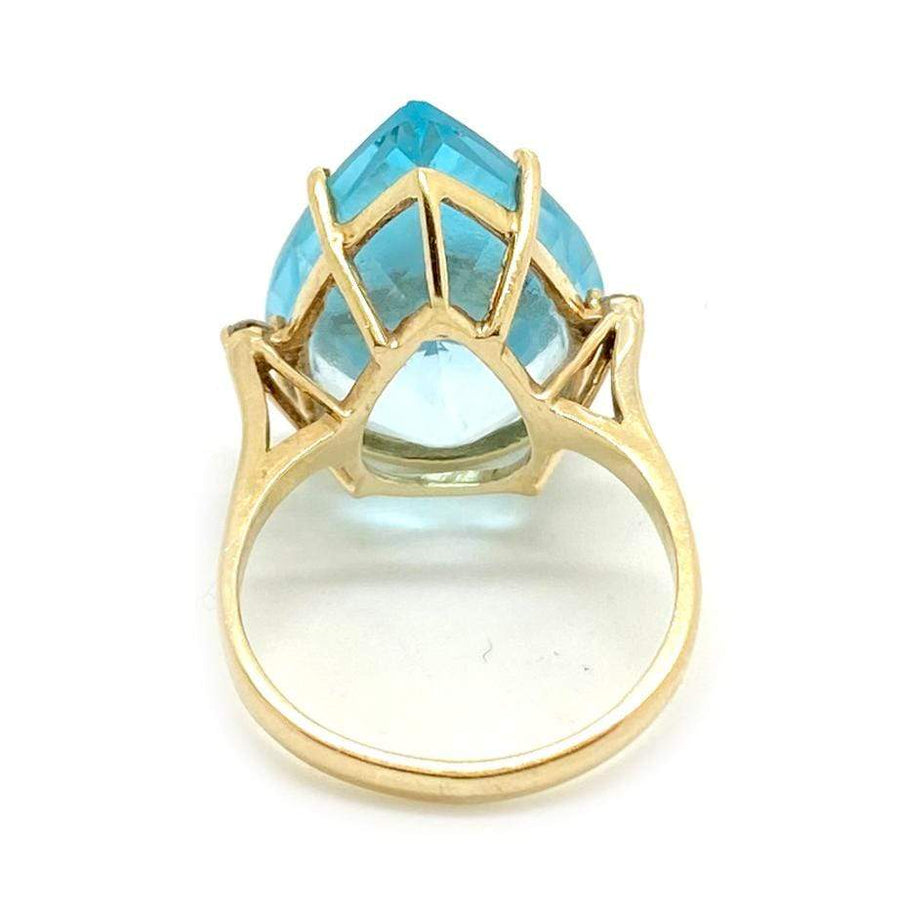 1980s Ring Vintage 1980s Clyde Duneier 14ct Pear Cut Blue Topaz Diamond Ring