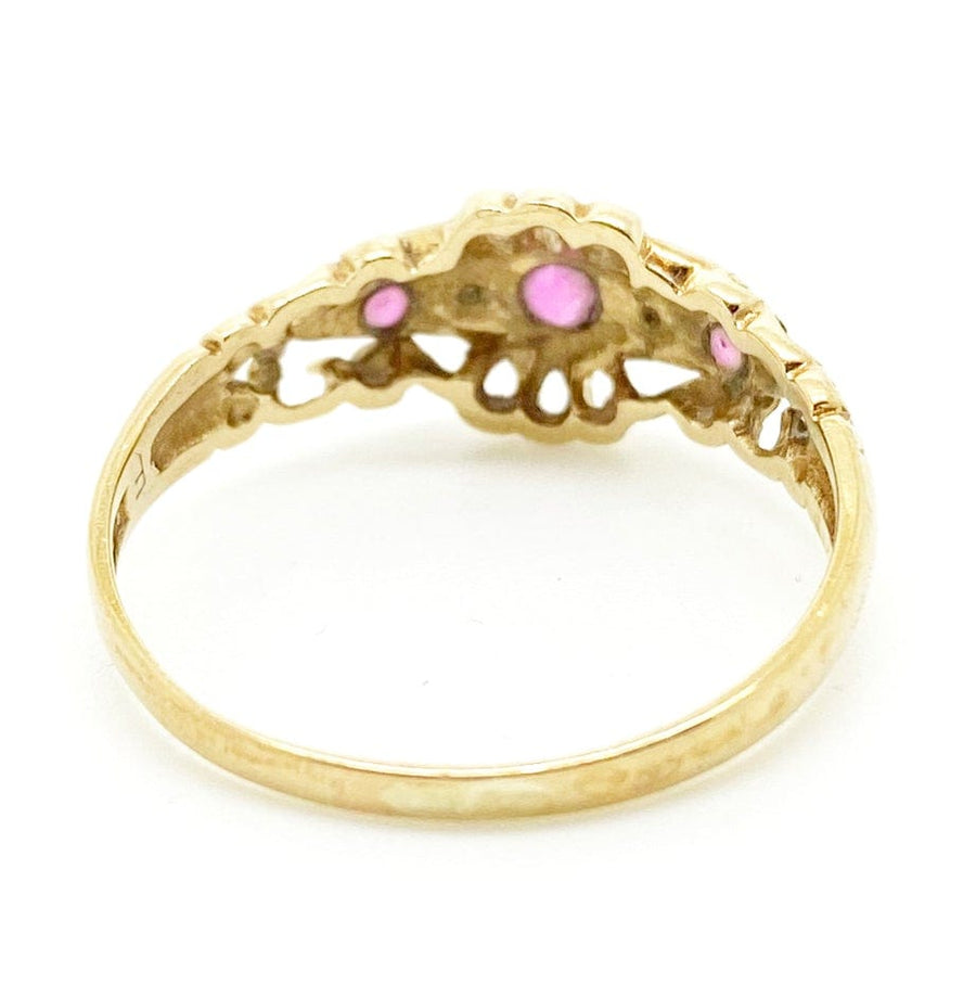 1980s Ring Vintage 1989 Diamond Ruby 18ct Gold Ring Mayveda Jewellery