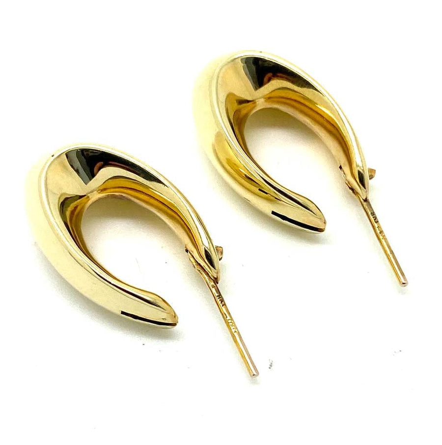 1980s Vintage 1980s 9ct Gold Hoop Chunky Drop Earrings Mayveda Jewellery