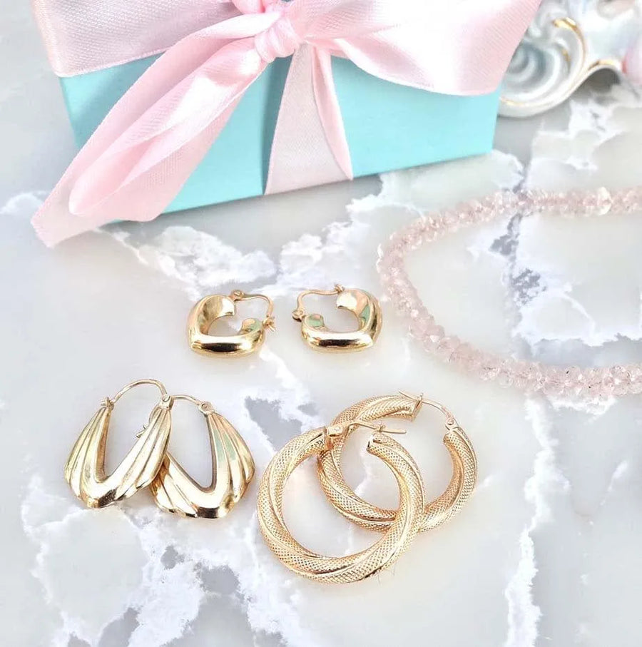 Vintage 1990s 9ct Gold Hoop Creole Hoop Earrings - Mayveda Jewelry