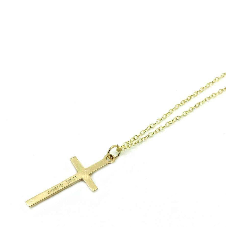 1990s Necklace Vintage 1989 9ct Gold Cross Necklace Mayveda Jewellery