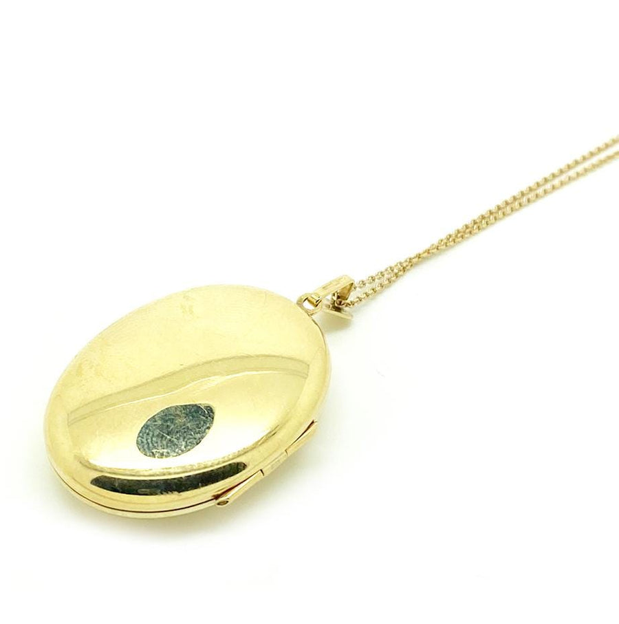 1990s Necklaces Vintage 1999 Oval 9ct Yellow Gold Locket Necklace Mayveda Jewellery
