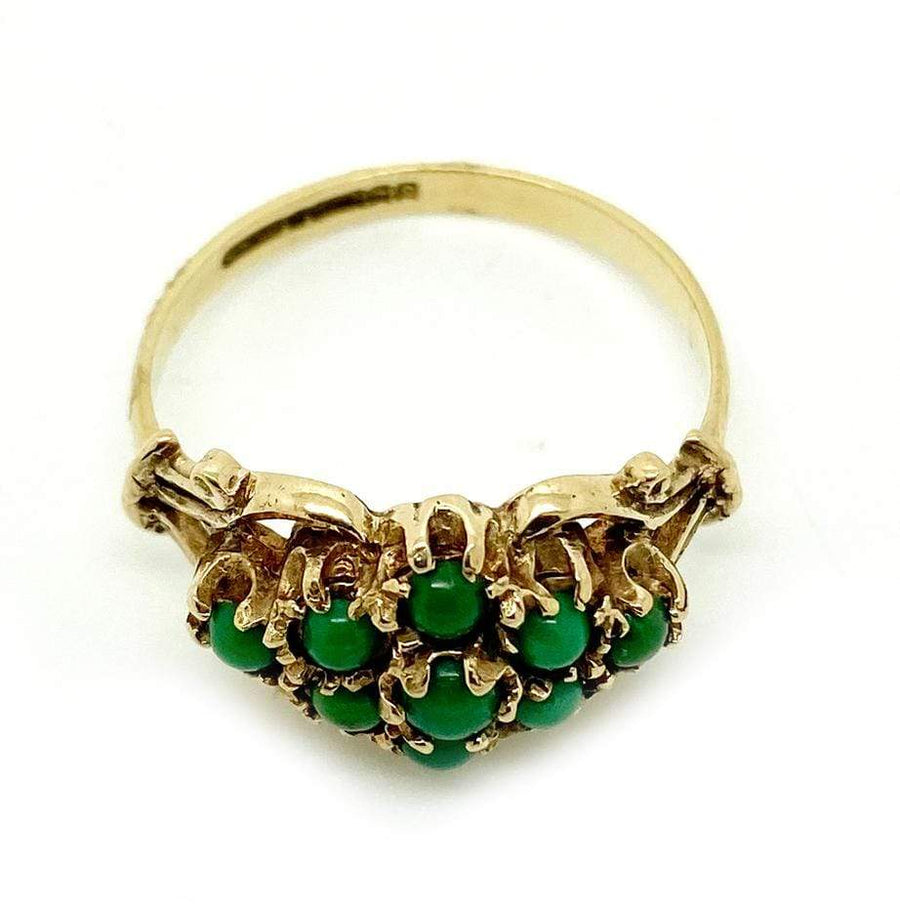 1990s Ring Vintage 1990s Green Turquoise 9ct Gold Ring
