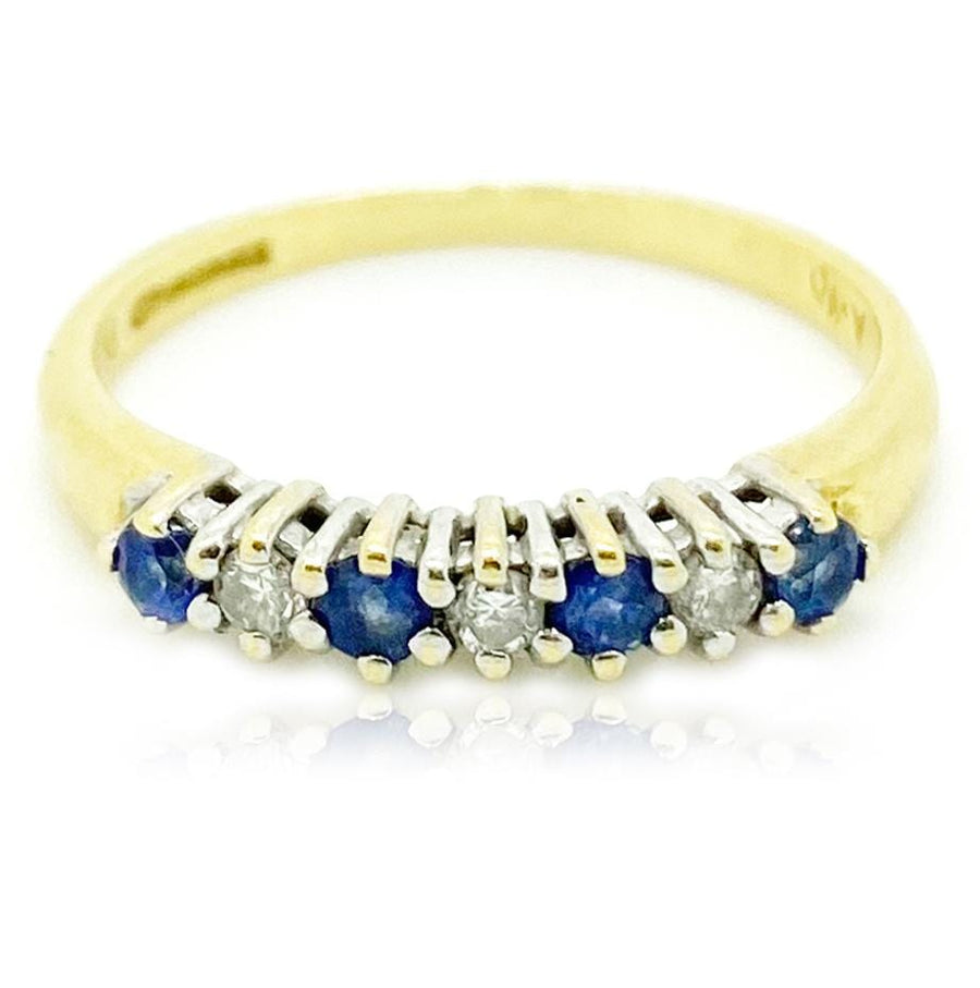 1990s Ring Vintage 1990s Sapphire Diamond 18ct Gold Ring