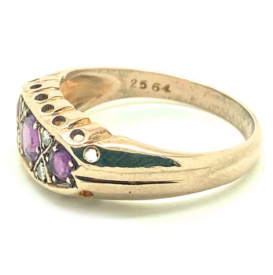 1990s Rings Vintage 1994 Garnet Diamond 9ct Gold Ring Mayveda Jewellery